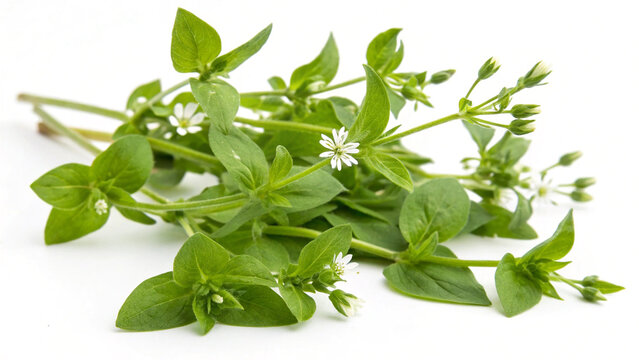 Herbal medicine plant Stellaria media or Common chickweed isolated on white or transparent background