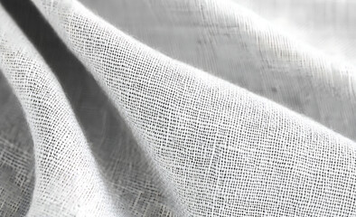 Black and white linen fabric texture background. Light gray canvas cloth pattern for banner, wallpaper, or web design element. White textile material with a natural, grainy texture.