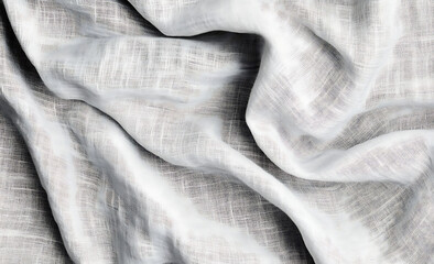 Black and white linen fabric texture background. Light gray canvas cloth pattern for banner, wallpaper, or web design element. White textile material with a natural, grainy texture.