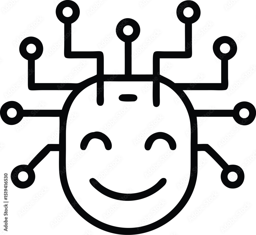 Poster ai robot face with happy expression vector icon for artificial intelligence technology concept desig