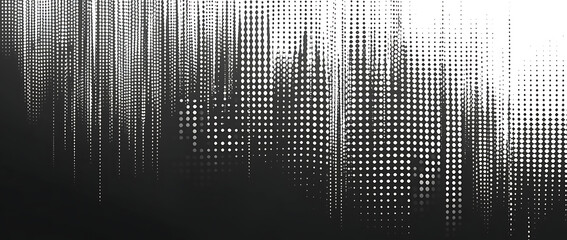 Black and white halftone pattern on a plain background, with a vertical gradient from light to dark gray.