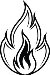 Stylized Black and White Flame Icon with Sharp Edges