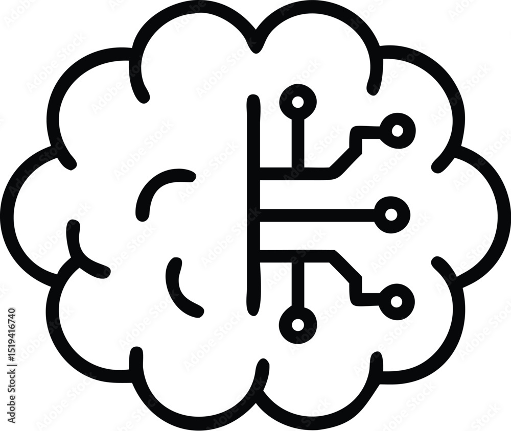 Poster artificial intelligence brain concept ai technology machine learning neural network deep learning ic