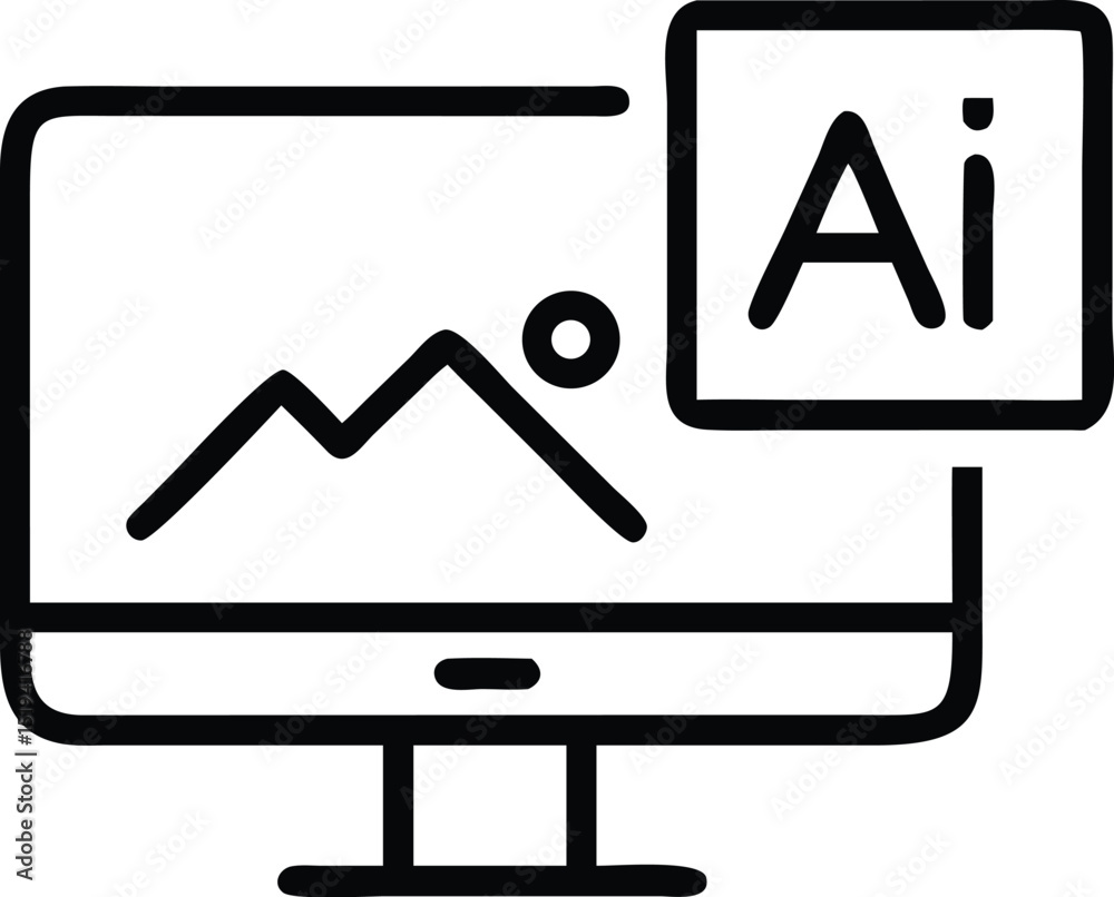 Fototapete ai graphic design software on computer screen for vector illustration and digital art creation