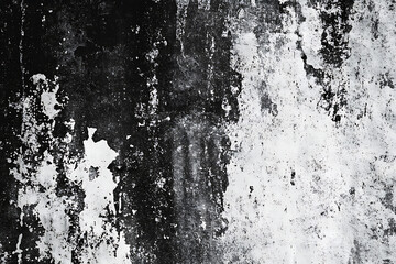 Black and white grunge texture background, distressed rough dirty vintage wall or floor pattern with smudges and scratches for design elements. Vector illustration, flat lay.