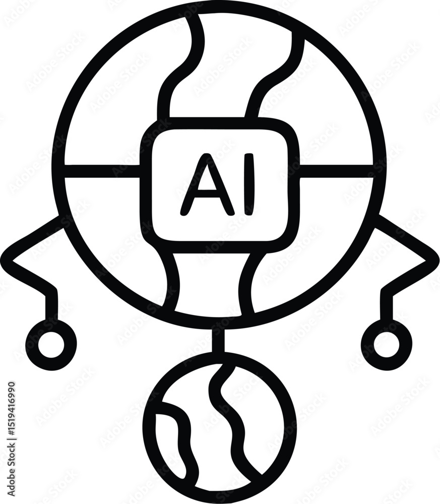Poster ai global network connection artificial intelligence technology worldwide data science icon design