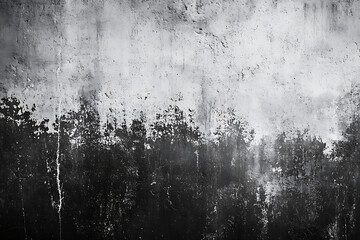 Black and white grunge texture background, dark gray rough grainy wall surface with subtle smudges and stains, ideal for design elements or graphic backgrounds.