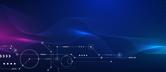 Wave technology graphic design background. Vector illustration. Vector Abstract technology circuit lines. Technology vector background.Eps10 vector illustration.	