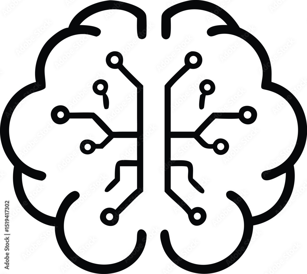 Poster artificial intelligence brain icon vector design for ai technology and machine learning concept use 