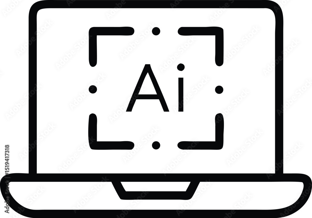 Poster ai computer laptop artificial intelligence machine learning technology vector graphics icon design