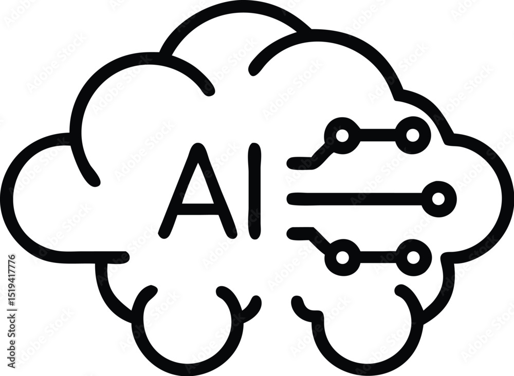 Poster ai cloud computing technology and machine learning concept for neural network and big data analysis