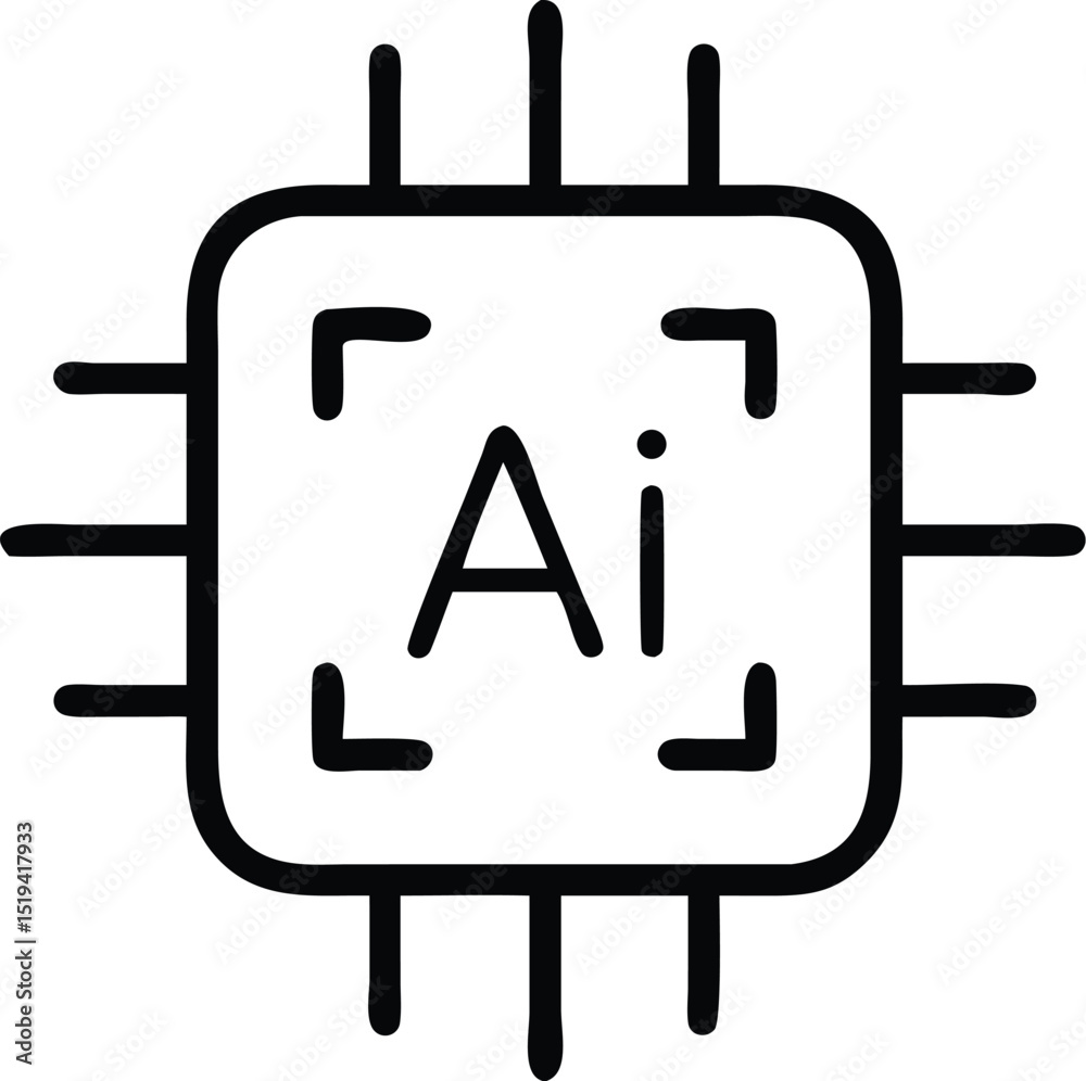 Poster ai artificial intelligence chip processor machine learning neural network technology icon vector gra