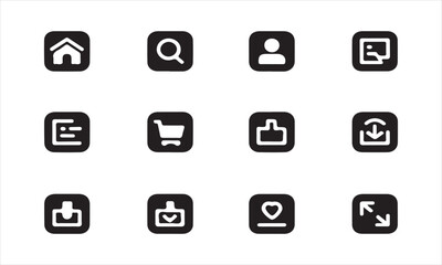 a collection of flat, black web icons on a white background vector