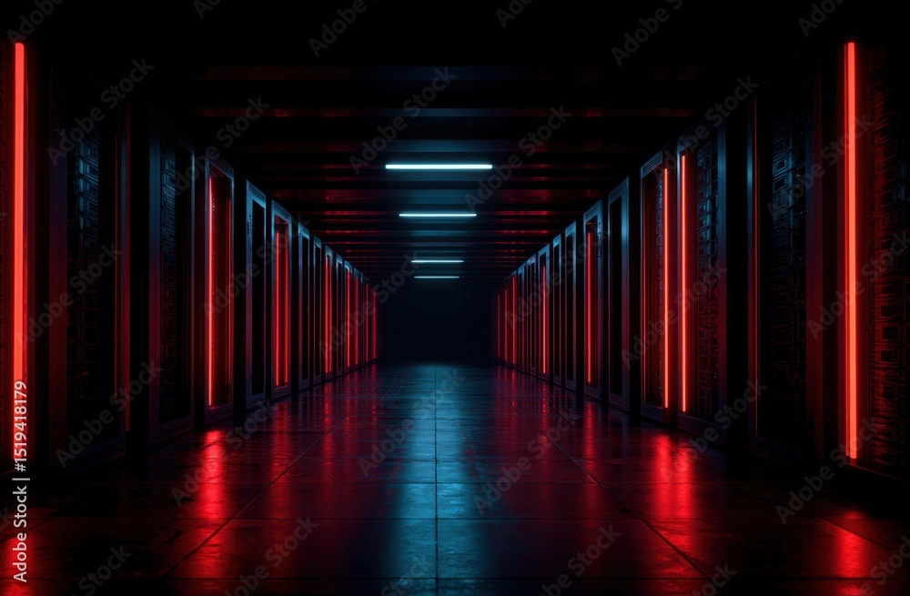 Fototapete illuminated corridor with a futuristic design element