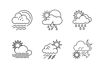 weather conditions line art vector illustration