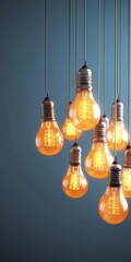 Innovative Lighting Ideas with Hanging Light Bulbs, Textured Surfaces, and Warm Amber Glow Effects