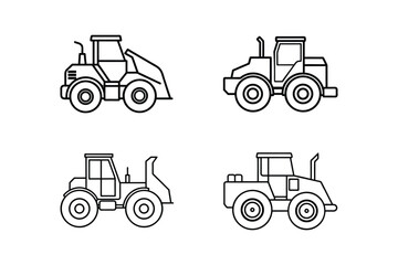 wheel loader line art vector illustration