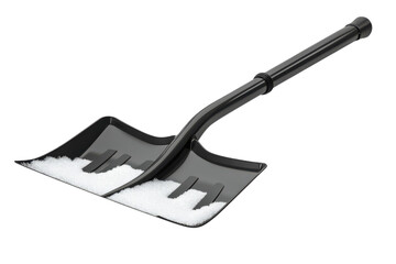 Black snow shovel with snow