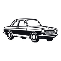 Classic Car Silhouette – Vintage Vehicle Vector Illustration on White Background
