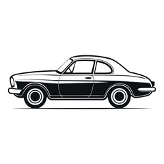 Fototapeta premium Classic Car Silhouette – Vintage Vehicle Vector Illustration on White Background