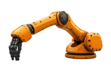 Orange robotic arm isolated