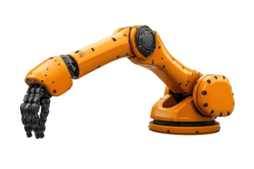 Orange robotic arm isolated