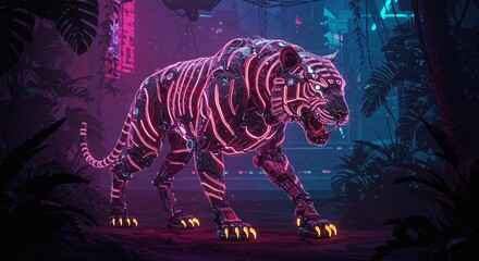 Cyberpunk Biomech Tiger Hunt