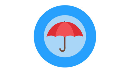Obraz premium Bright red umbrella icon set against a blue background, ideal for weather or protection themes