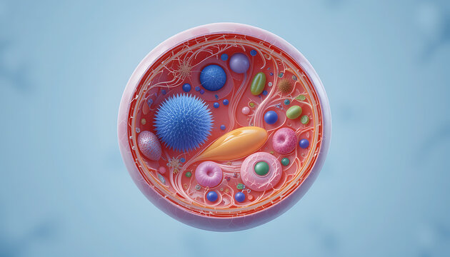 High Detail 3D Animal Cell with Vivid Organelles