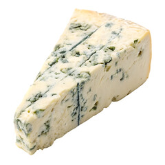 A blue cheese wedge isolated on a transparent background

