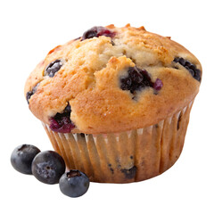 Blueberry muffin isolated on a transparent background
