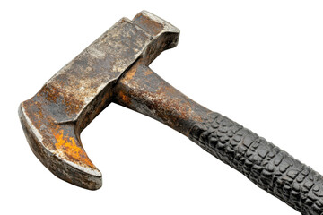 Old rusty hammer close up