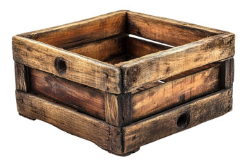 A wooden crate on black base
