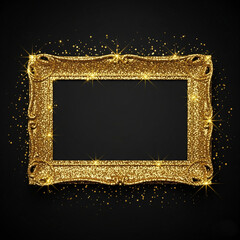 a golden glitter border photo frame