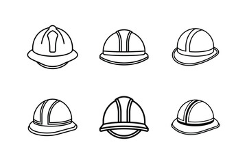 hard hat line art vector illustration