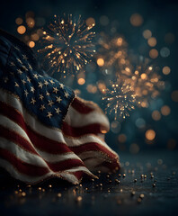 American flag with fireworks, suitable for celebrating Independence Day on July 4th