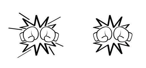 Box gloves. Boxing gloves icon. Fight concept. Sport, kickboxing, fighter symbol. Cartoon line hands. A pair of boxing gloves. Boxing day Sale 