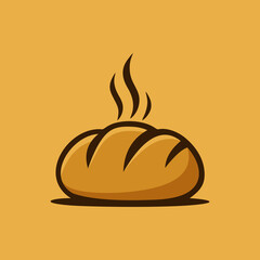 Modern Hot Bread Logo – Fresh Bakery Icon with Steam