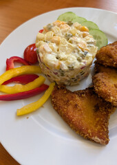 czech schnitzel and potato salad