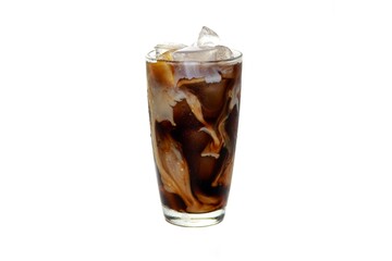 Mocha ice coffee serving on white background and isolate style.