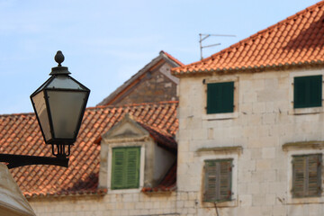 Historic and traditional Mediterranean architecture in Makarska, Croatia.