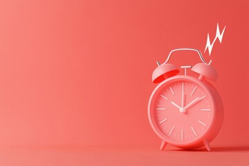 Pink alarm clock ringing with a loud sound graphic. Concept of deadlines, wake up calls, or important reminders.