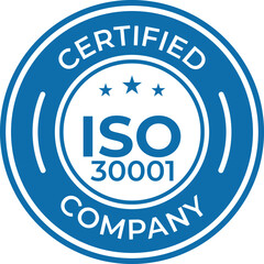 certified iso 30001 company badge