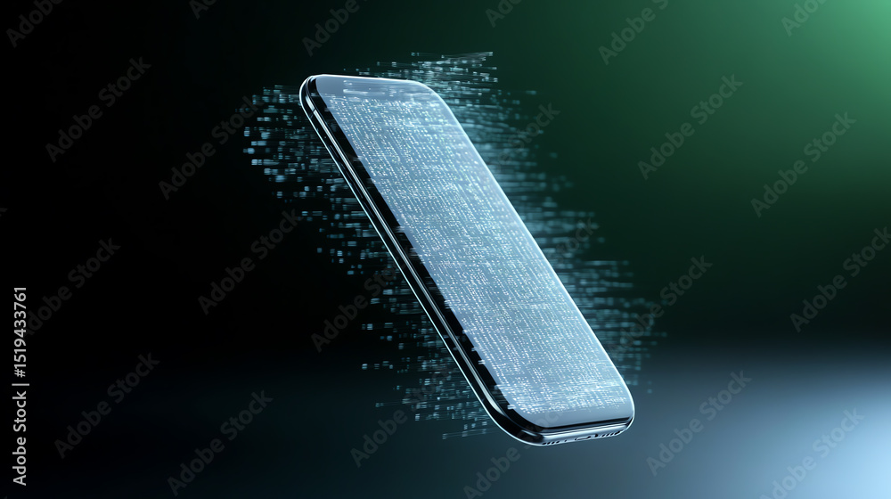 Aufkleber a futuristic smartphone floating in digital space, showcasing advanced technology and innovation wit