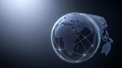 Fototapeta premium A futuristic globe symbolizing global connectivity through technology, enhanced by digital networks and illuminated elements.