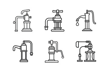 irrigation pump icon line art vector illustration
