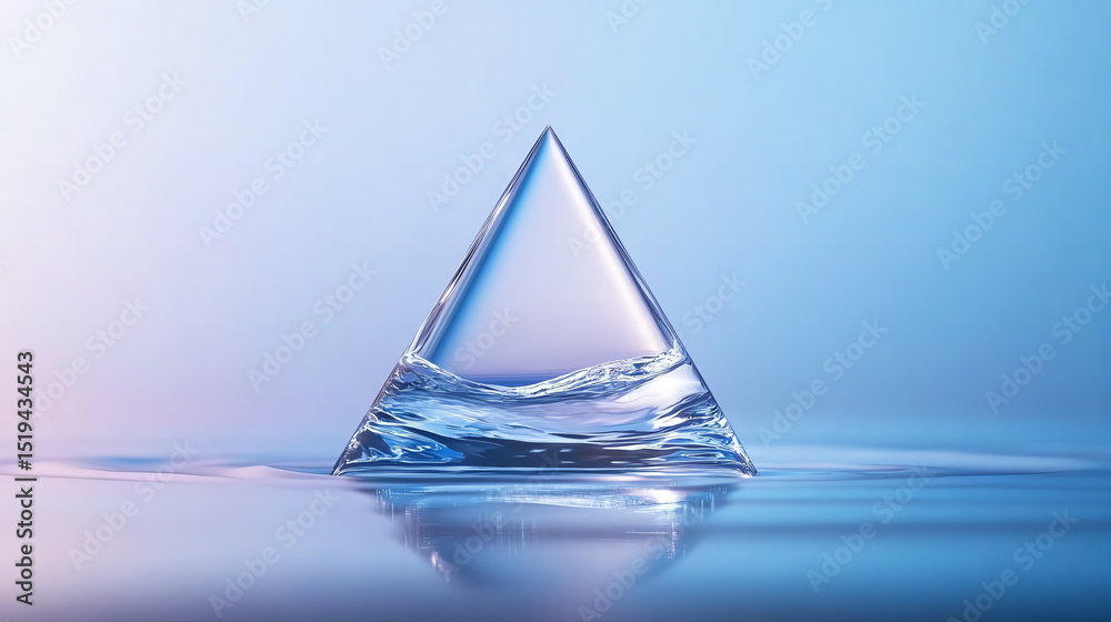 Poster a reflective glass pyramid creates a serene atmosphere, enhancing visual appeal and artistic perspec
