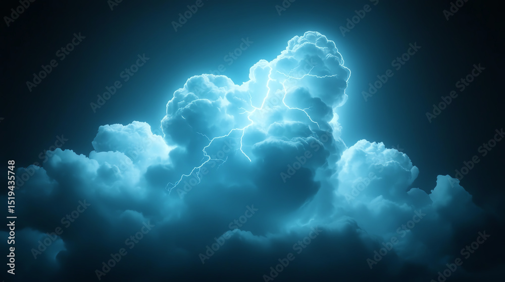 Poster a stunning illuminated cloud formation showcasing a dramatic display of light and shadows, ideal for