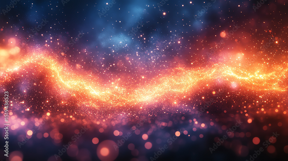 Poster A vibrant cosmic background featuring glowing colors and sparkles, creating a mesmerizing view of the universe's wonders.