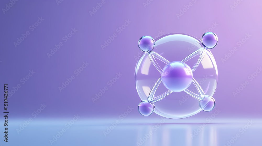 Aufkleber a visually striking 3d illustration of a molecular structure against a soft purple background, symbo